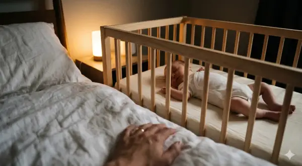 A peaceful baby sleeps in a mini crib. Parents check the mini crib weight limit to ensure safety as their little one grows.